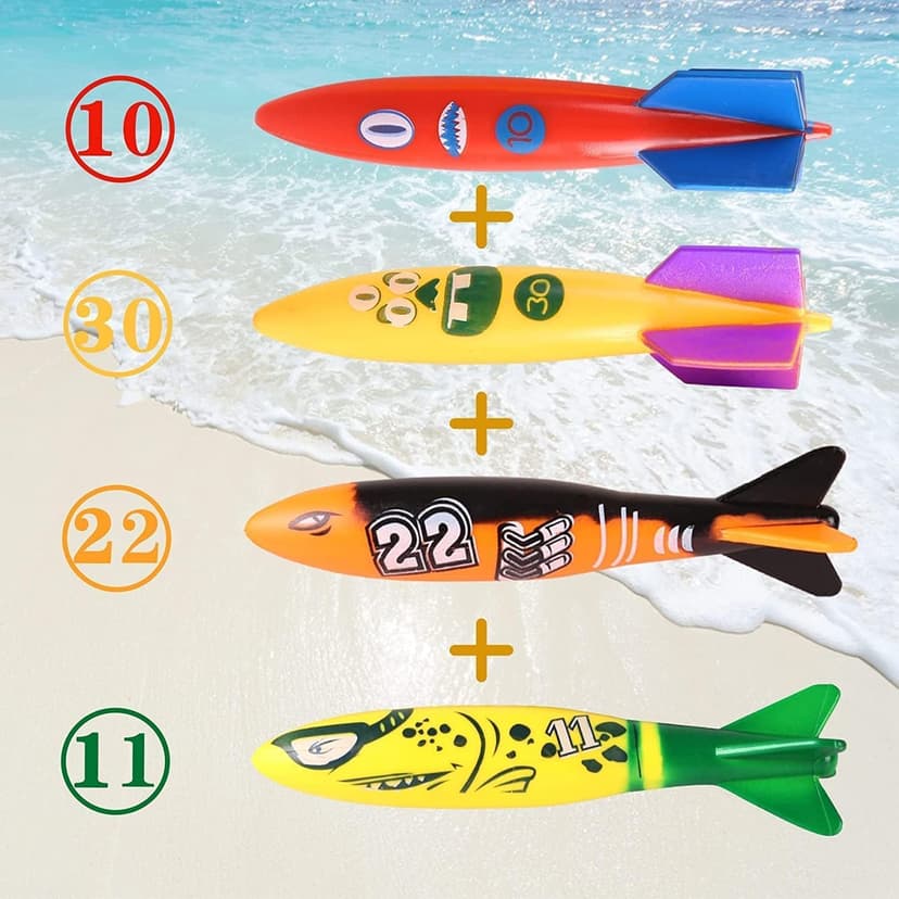 Summer Pool Diving Swimming Toys for Kids, Fun Swim Games Sinking Set, Underwater Dive Gifts with Storage Bag Include Torpedo Gems Shark Rings Sea Animals for Boys Girls Toddlers 20 Packs