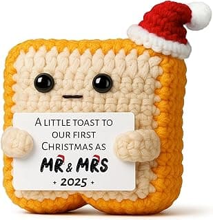 First Christmas 2025 Stocking Stuffer for Boyfriend Girlfriend–Wedding Gifts for Newlyweds Xmas Ornament for Couple Husband Wife – Sentimental Crochet Toast Plush Figure Decoration