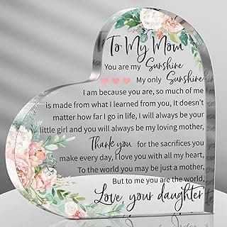 Jetec Mothers Day Gifts Acrylic Mom Birthday Sign Plaque Presents from Daughter Son Grateful Birthday Christmas Valentines Gifts, 5.91 x 5.91 x 0.55 Inches(to My Mother)