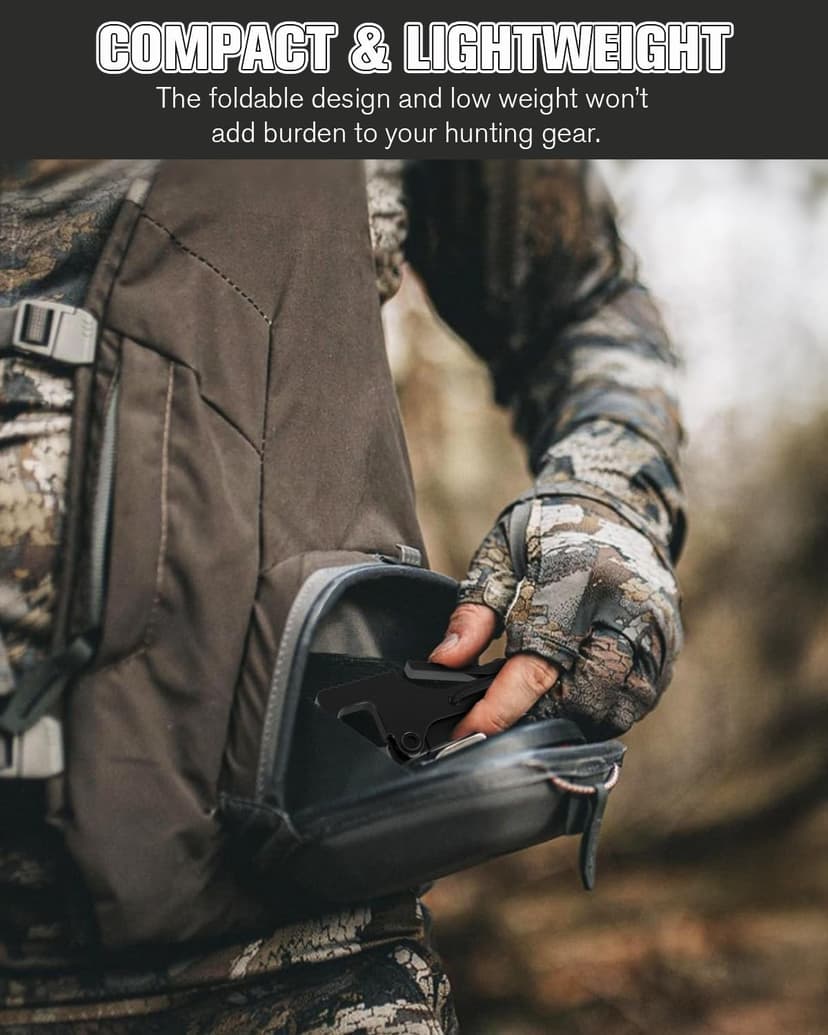 Treestand Bow Hanger with Strap - Saddle Hunting Bow Hanger - Folding Lightweight Bow Hanger with Backpack Hook - Bow Hunting Accessories Crossbow Bow Hanger - Mobile Hunting
