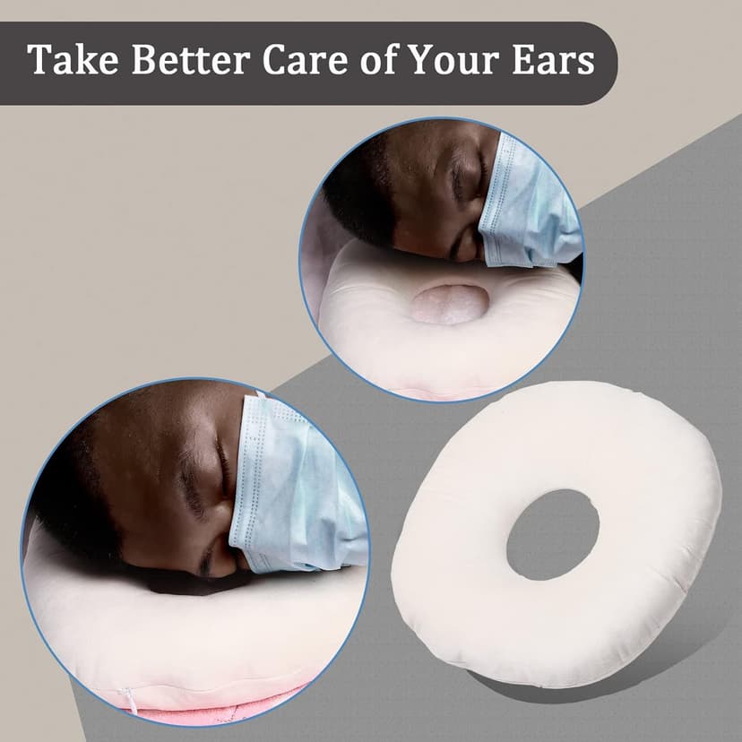 coceyese Ear Piercing Pillow for Side Sleepers with Ear Hole, O-Shaped Side Sleeping Pillow, Ear Guard Pillow for CNH, Relief Ear Pain Ear Inflammation Pressure Sores…