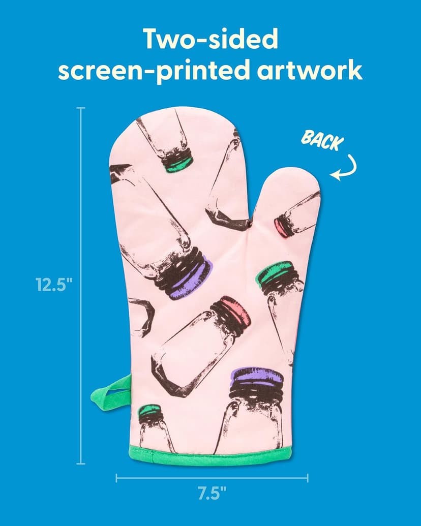 Cute Oven Mitts with unique artwork, Super-Insulatted Quilting, Easy care maintenance, Kitchen gifts for women and home cooks Blue Q Oven Mitts - Cute Kitchen Accessories & Kitchen Gifts - The Secret B07M6K14GG