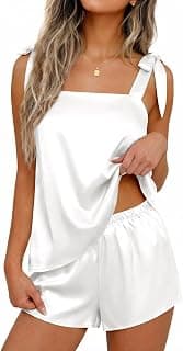Cute Bridal Pjs, 2 Piece Cami and Shorts Sleepwear for Wedding Day, Bridal Shower, Bachelorette Party, Honeymoon Gifts Ekouaer Womens Silk Pajama Set Bow Tie Knot Tank Top Satin Pjs Sets XS-3XL B0G5PHTL86