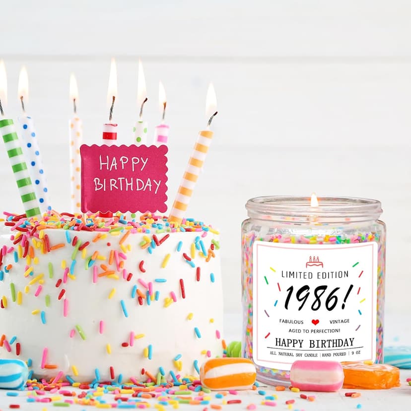 40th Birthday Decorations, 40 Year Old Birthday Gifts for Friend, Sister, Wife, Creamy Vanilla with Sprinkles Homsolver 40th Birthday Gifts for Women Ideas, 1986 Limited Edition Candle B0G1YLJYH8
