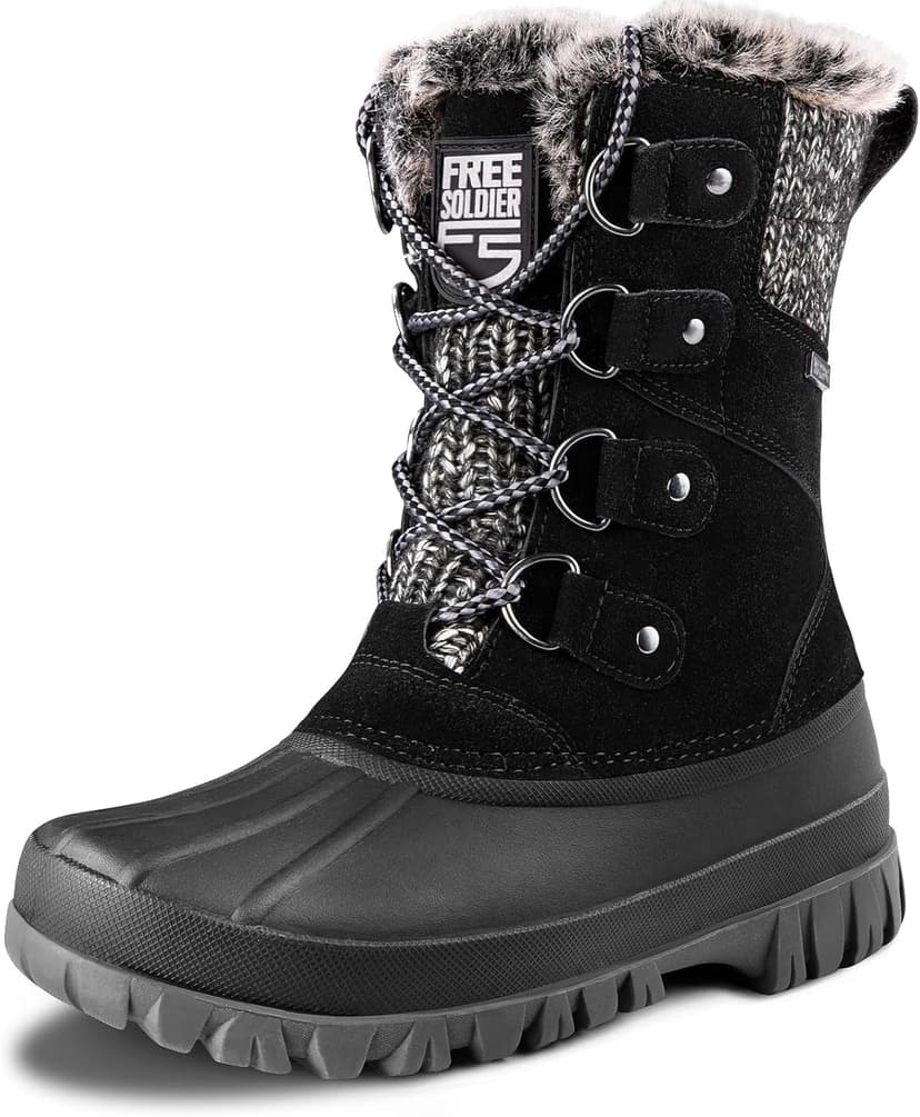 FREE SOLDIER Women's Waterproof Winter Cold Weather Snow Boots for Women Outdoor Fashion Duck Boots Comfortable Insulated