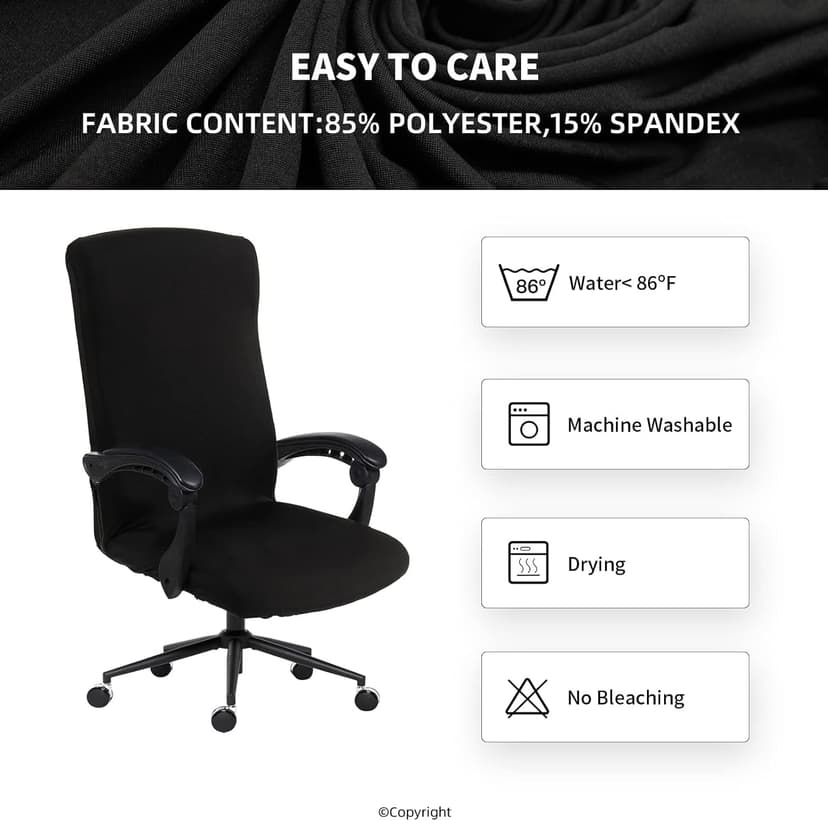 Water Resistant Stretch Computer Office Chair Cover with Durable Zipper Universal Washable Removable Spandex Rotating Boss Chair Slipcovers Anti-dust Soft Desk Chair Seat Protector for Dogs Cats Pets