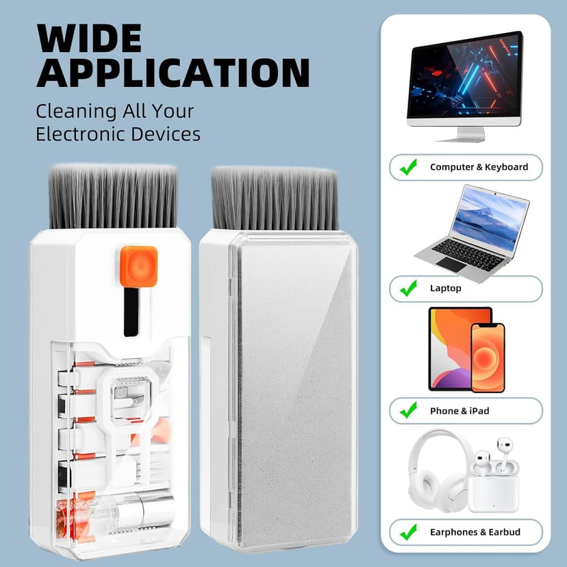 Electronics Deep Cleaning Reusable Brush Tool, Screen-Safe Spray, for iPhone iPad Macbook Airpod Camera, Gaming Accessories Ordilend Keyboard Cleaner & Laptop Cleaning Kit, All-in-1 for Computer PC B0C2VBXRYG