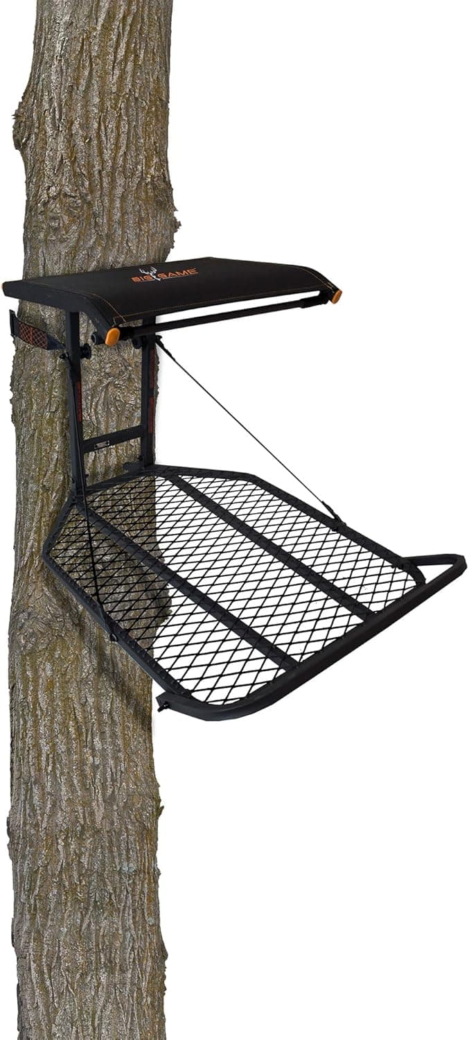 Big Game Captain XC Hang-On Treestand, Lightweight Steel Construction with 14 x 8 in. Flip-Back Flex-Tek Seat, 300 lbs Weight Rating