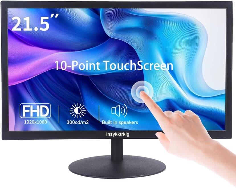 Touchscreen Monitor 21.5" FHD 1080P Multi-Touch Screen HDMI VGA Type-B Dual Speakers,75Hz,VESA,Brightness 300cd/m²,Tilt Adjust,PC Office Laptop Business Computer Desktop Touch Display