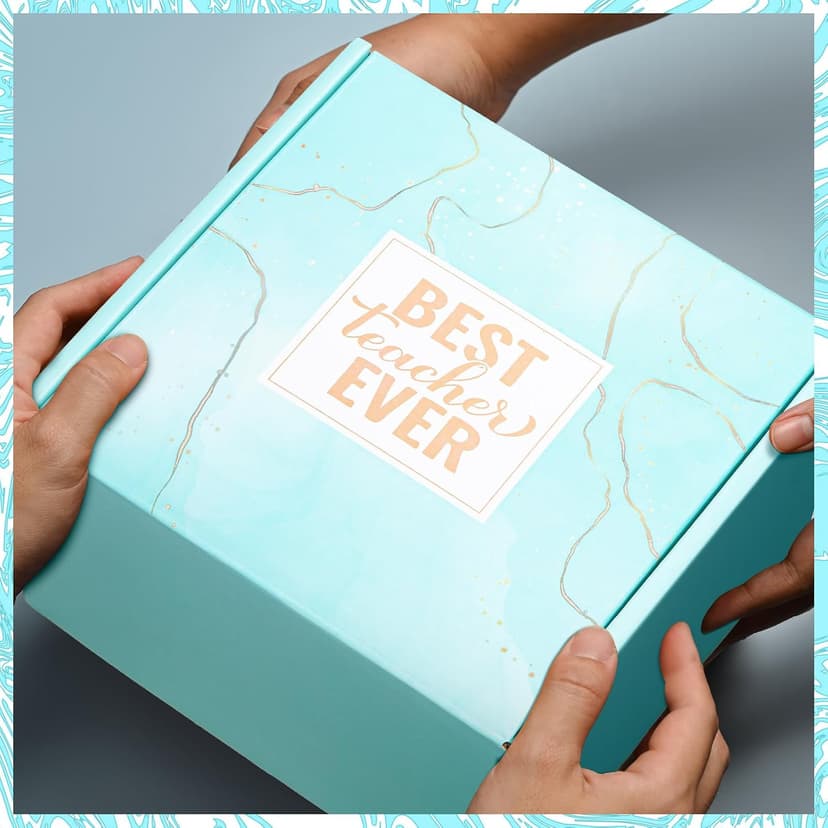 Patelai 5 Pcs Teacher Appreciation Gift Set for Women End of The Year Teacher Gifts Include 12oz Tumbler Makeup Bag Acrylic Sign Keychain Gift Box Thank You Presents for Teachers' Day Birthday(Teal)