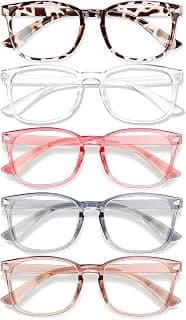 WINTOO Blue Light Glasses for Woman Men | 99% Blue Light Blocking Glasses for Computer Gaming TV Phone Screen Square Frame | Anti Eyestrain & UV Glare Protection - 5 Pair