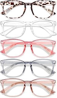 WINTOO Blue Light Glasses for Woman Men | 99% Blue Light Blocking Glasses for Computer Gaming TV Phone Screen Square Frame | Anti Eyestrain & UV Glare Protection - 5 Pair