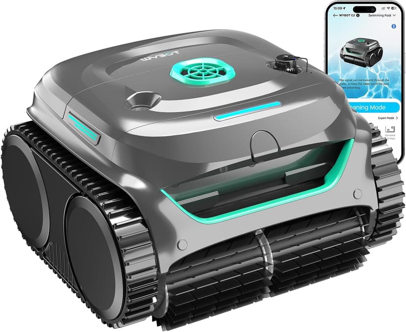 WYBOT C2 Cordless Robotic Pool Cleaner, Dual Filtration, Pool Vacumm Robot for Wall & Waterline Cleaning, Up to 180 Mins Runtime & Scheduling, Smart Navigation, for Inground/Above-Ground Pools
