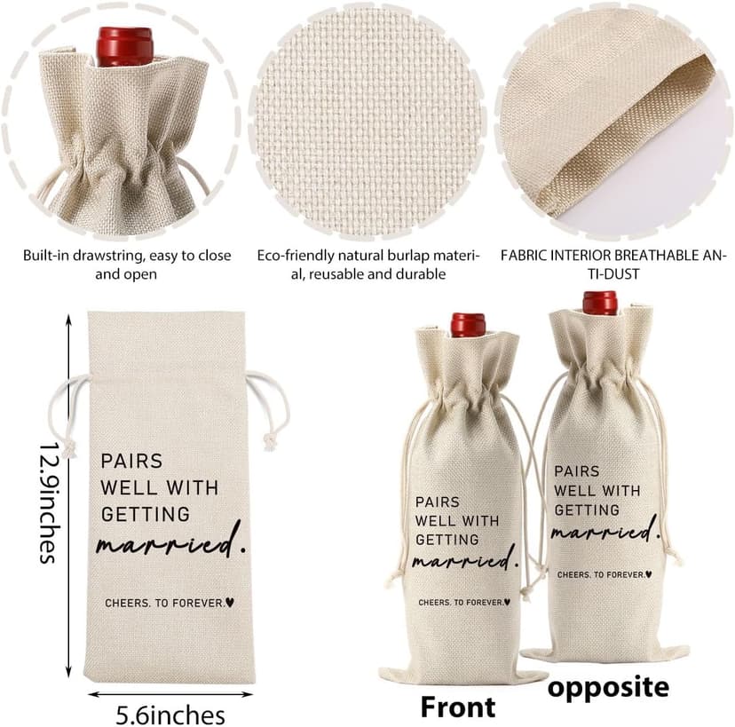 Wedding Party Decorations Getting Engaged Wine Accessory Sets Champagne Bottle Wraps Bags Married Wine Bag Married Gifts for Couples Mr Mrs Marriage Honeymoon Gift B0FMFMHK42