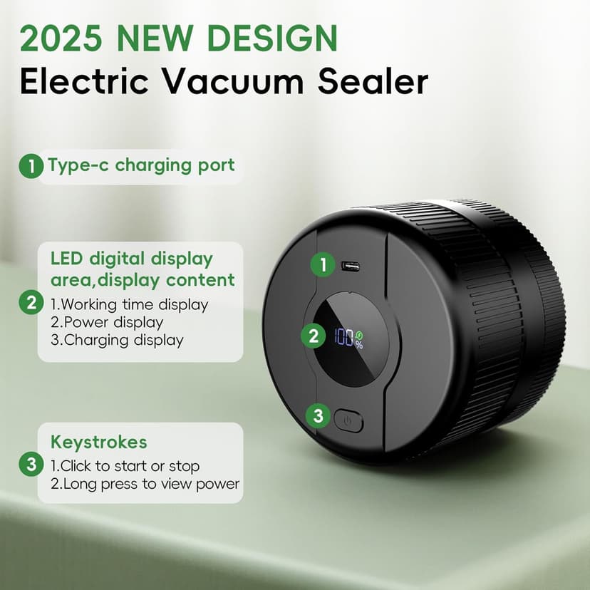 Mason Jar Vacuum Sealer Kit, Electric Sealer for Wide, Regular Mouth Mason Jars, Portable Vacuum Sealer for Jars, Birthday Gifts for Her, Gifts for Mom, Grandma