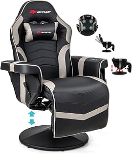 POWERSTONE Gaming Recliner, Adjustable Massage Gaming Chair with Cup Holder Footrest Ergonomic Single Sofa Living Room Home Theater Seating with Side Pouch (Grey)