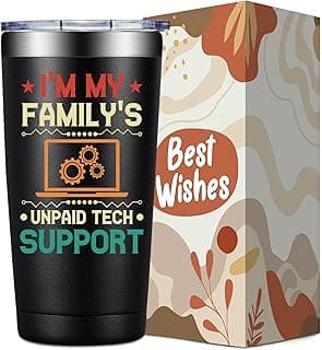 SpenMeta Christmas Tech Gifts for Men - Cool Technical Support Gifts for IT Techies Guys, Geek, Programmer - I'm My Family's Unpaid Tech Support Tumbler Cup 20oz