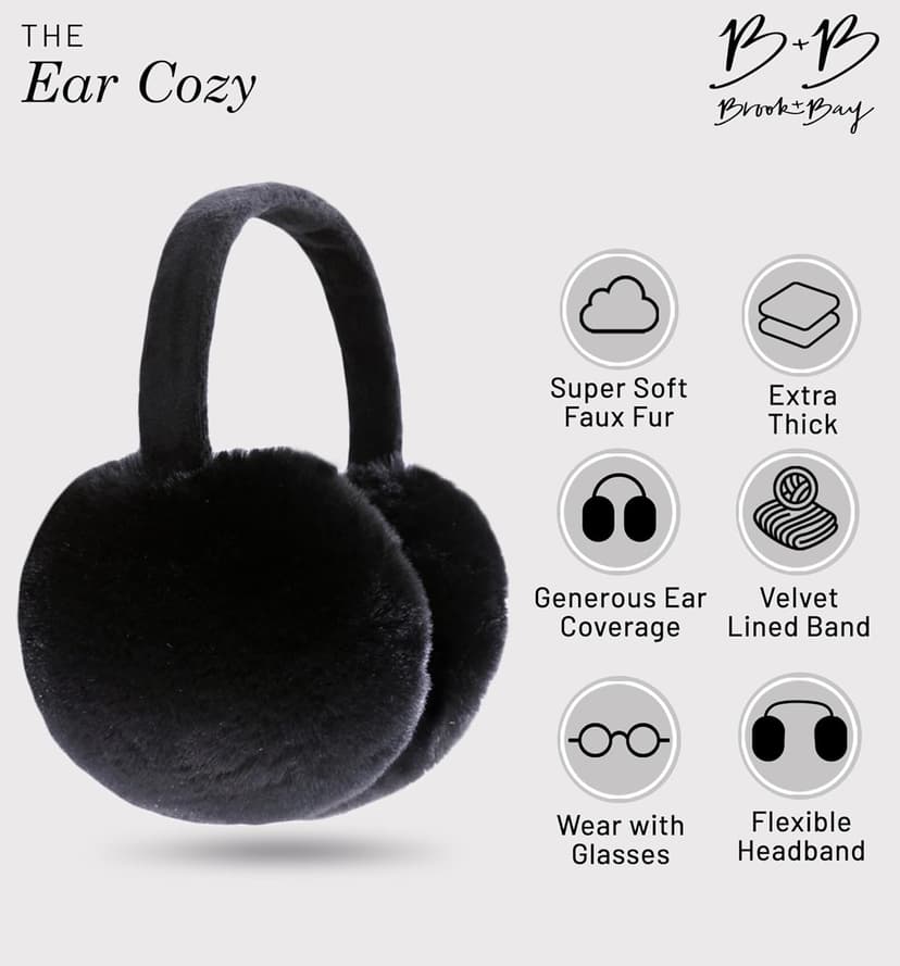 Brook + Bay Ear Muffs Winter Women - Winter Ear Muffs for Women - Adjustable Fluffy Folding Earmuffs - Women's Earmuffs