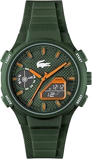 Lacoste LC33 Men's Analog-Digital Watch – TR90 Case, World Clock, Stopwatch, Alarm, Backlight, Textured Silicone Strap, Premium Fashion Timepiece - Gift for Him - 45mm