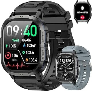 Smart Watch for Men Fitness Tracker: Waterproof Military Digital Mens Watches Running Make Answer Call Smartwatch Android Phone iPhone Samsung Compatible Sleep SpO2 Heart Rate Monitor Step Pedometer