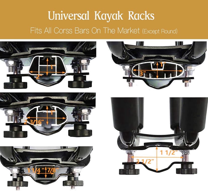 Taelakeni 2 Pairs Kayak Carrier Racks, Universal Cars Kayak Roof Rack (4 Racks)