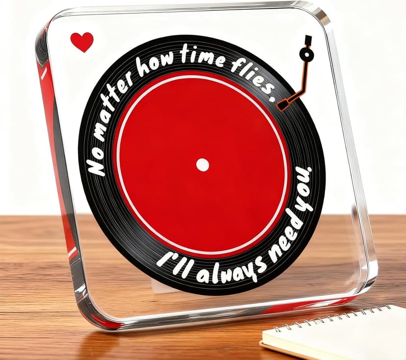 Heartwarming Gift for Husbands, Boyfriends, Couples & Retro-Style Fans, Ideal for Valentine's Day, Birthdays, Christmas, Anniversaries & Home Décor - Romantic Vinyl Record Acrylic Decor(Black and red)