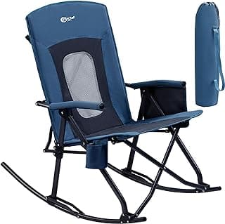 PORTAL Oversized Folding Rocking Camping Chair Portable Outdoor Rocker with High Back Hard Armrests Carry Bag, Supports 400 lbs