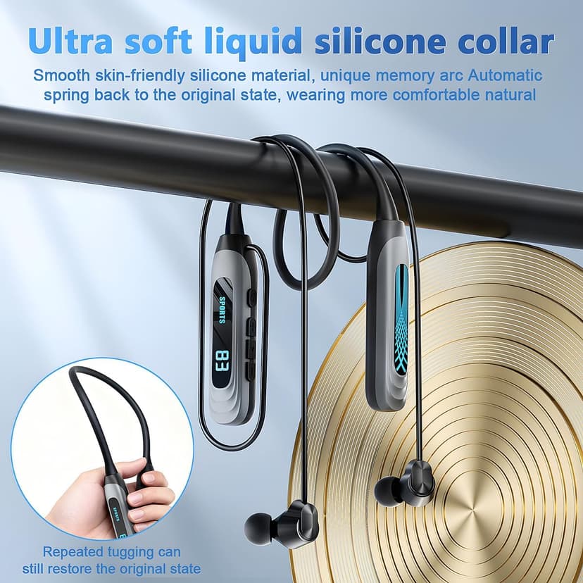 MZYQCY Neckband Bluetooth Headphones，80H Playback Wireless in-Ear Earbuds with Microphone, Sweatproof Around The Neck Headphones for Sport,Running,Workouts (Black)