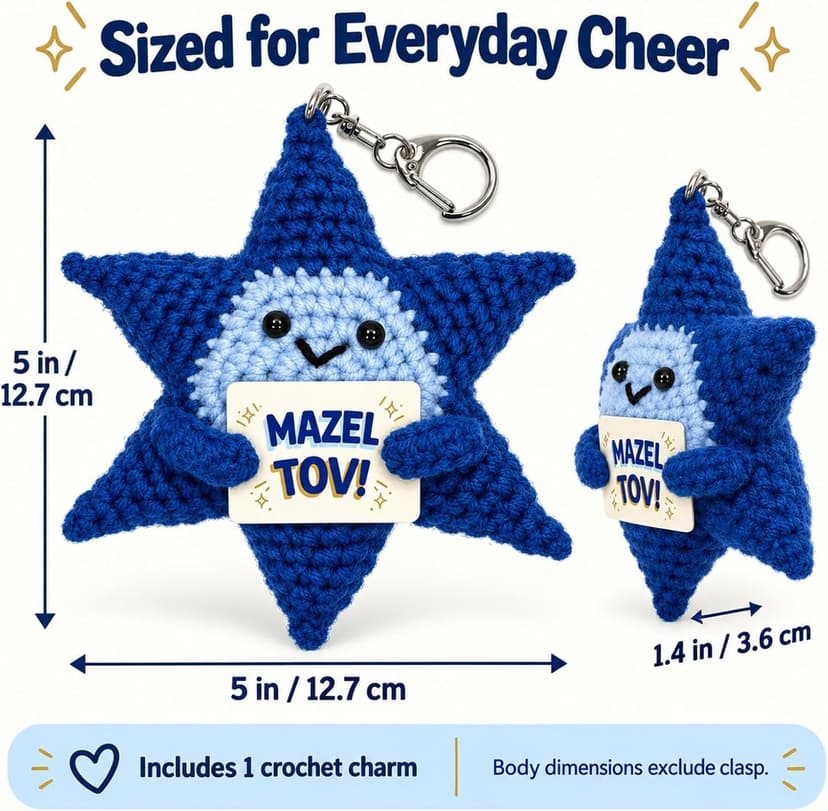 Crochet Star of David Plush, Mazel Tov Bat Mitzvah Gift B0HKSW45VK