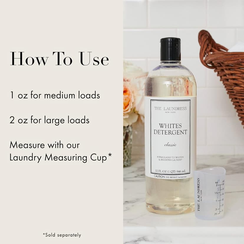 The Laundress Whites Detergent, Concentrated Laundry Detergent Liquid, Whiten & Brighten Clothes, Tough on Stains, Classic Scent, 32 oz.