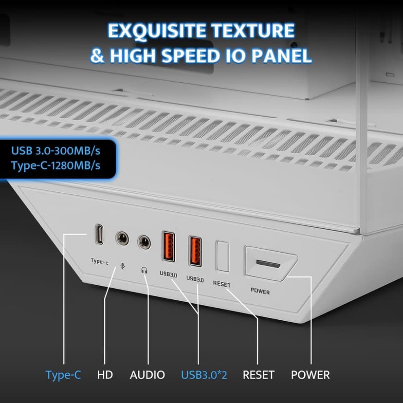 darkFlash Full-Tower ATX Gaming PC Case, Back Plug-in Motherboard, Vertical GPU Mounting, Dual-Chamber, Panoramic Glass, Up to 2 x 360mm Radiators, RTX 40 Compatible(DY470) (1 PWM ARGB Fans, White)