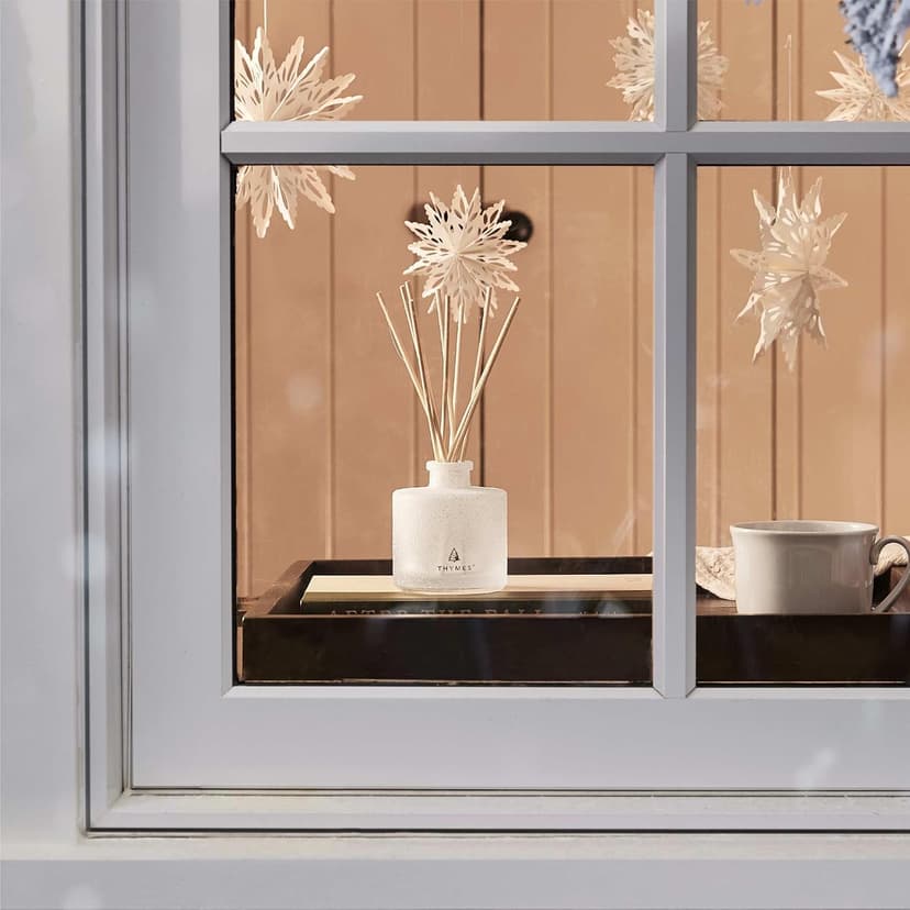 Thymes Frasier Fir Reed Diffuser Set – Includes Reeds, Fragrance Oil, and Frosted Glass Bottle – Fragrance Oil Diffuser – Room Fresheners – Luxury Home Decor – White (Flocked, 4 fl oz) B0D1VZKBS5