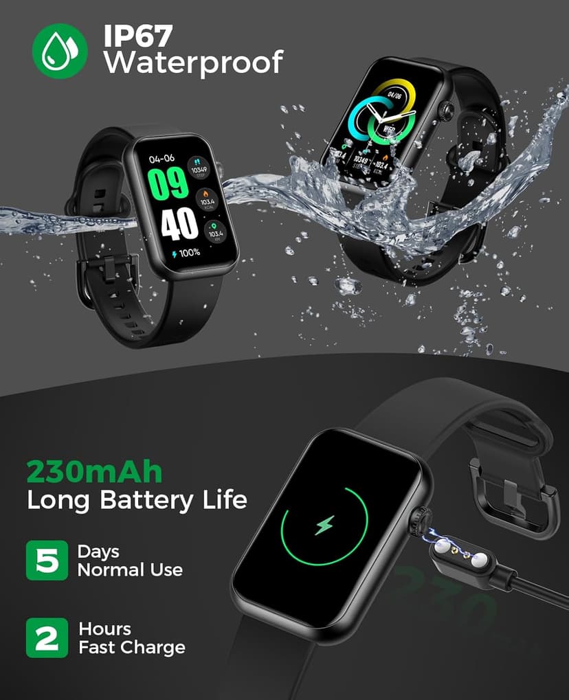 Smart Watch Fitness Tracker (Answer/Make Call), 24/7 Heart Rate Spo2 Blood Pressure Monitor Sleep Tracker, 114 Sports Modes Pedometer Calorie Step Tracker, Waterproof Activity Tracker for Women Men