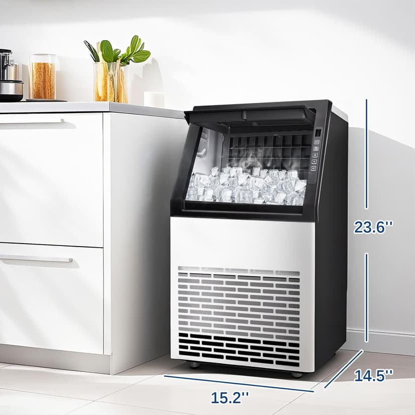 Commercial Ice Maker, 100lbs/24H with 20Lbs Storage, 36 Cubes in 11Mins, Stainless Steel Freestanding & Under Counter Large Ice Machine with LCD Display, Self-Cleaning for Home Bar Restaurant