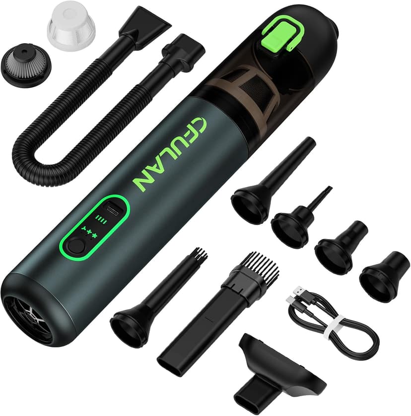 Car Vacuum Portable Cordless, 21KPa 4-in-1 Handheld Mini Vacuum Cleaner with 8 Attachments, 3 Suction Modes, One-Touch Empty, Type-C Charge, Hand Vacuum for Car, Home, Keyboard, Small Job