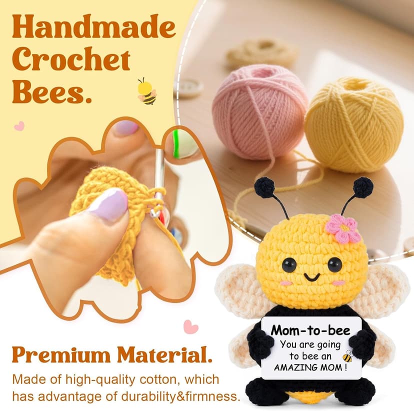 Mom to Be Gifts, Pregnancy Gifts for Expecting Mom, First Time Moms, Wife, Friend, Sister, Mommy to Be Gift, Gift for Pregnant Women, Cute Handmade Crochet Bee Support Present B0F99T7Q2R