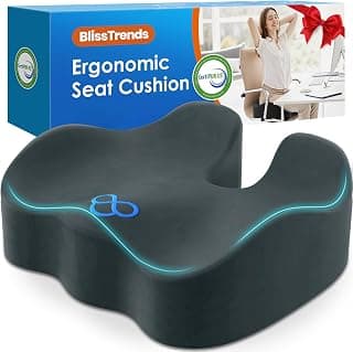 BlissTrends Seat Cushion,5.2in Thick Memory Foam Cushions for Office Chair, Car Seat, Airplane, Relieving Pressure Tailbone Sciatica Back Pain for Long Sitting Office Workers, Car Drivers DarkGreen