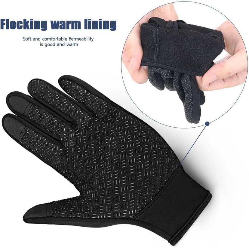 Ytuomzi Winter Gloves Touch Screen Warm Gloves Cold Weather Windproof Cycling Driving Riding Bike Telefingers Thermal Gloves Non-Slip Silicone Gel Adjustable Full Finger Mittens