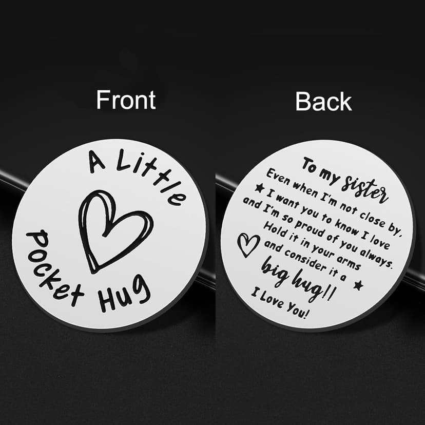 iJuqi Pocket Hug Token Keychain Keepsake Long Distance relationship inspirational Sobriety Gifts for Women Men Double Sided