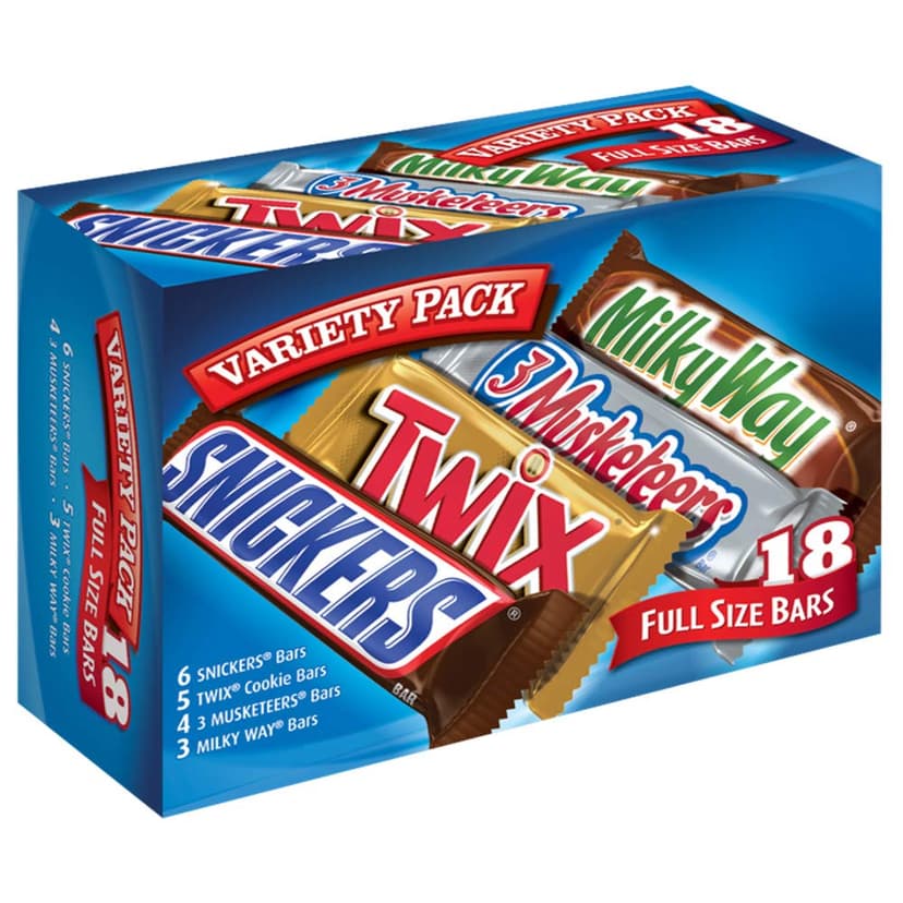 SNICKERS, TWIX, 3 MUSKETEERS, MILKY WAY Full Size Back to School Chocolate Bar Variety Pack, 18 ct Bulk Candy Box B00B42NQC2