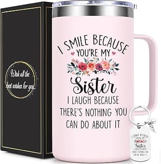Gift-Ready Package with 20oz Mug, Straw, Sliding Lid, Brushes, Keychain & Gift Box, Birthday & Christmas Gift for Sisters Lifecapido Sister Gifts, 20oz Stainless Steel Insulated Coffee Mug Set B0FMK4LXHG