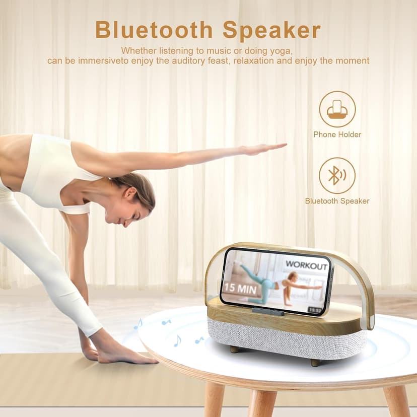 Nightstand Lamp with Wireless Charger,4 in 1 Touch Bedside Lamp Bluetooth Speaker,Portable Dimmable LED Night Light,Corporate Gifts Premium for Employees Clients,Birthday Gifts Women Wife Friend B0FJ1H1KCY