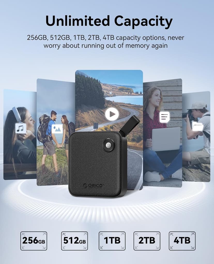 ORICO Portable SSD 256 GB with 2 in 1 USB C Cable, External Solid State Drives, Up to 460MB/s, Status Indicator, Reliable Storage for USB-C Smartphone, Tablet, PC - B5PLUS