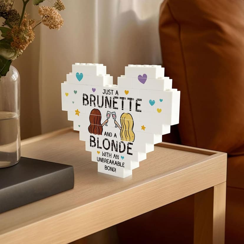 Acrylic heart building blocks, unbreakable bond desk decor, birthday gift for best friend, bestie, friend or soul sister Friendship Gifts for Women, Bestie Heart Building Block Decor B0FWY33Y5V
