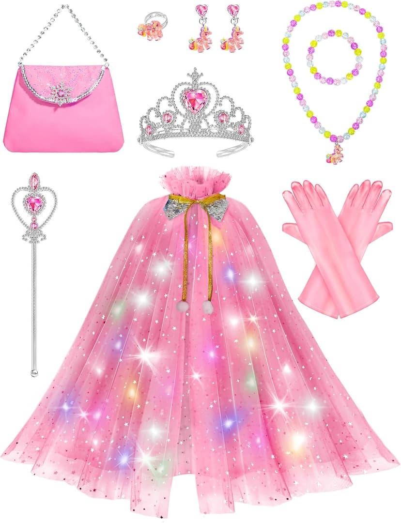 Toddler Dress Up Clothes with Accessories, Princess Toy for Kids Birthday Gift Light Up Princess Dress Up for Girls 3 4 5 6 Years Old B0F1N78G97