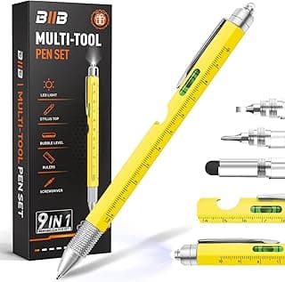 BIIB Stocking Stuffers for Men Adults, Gifts for Men 9 in 1 Multitool Pen, Mens Stocking Stuffers, Mens Christmas Gifts for Dad Him Husband, White Elephant Gifts for Adults, Cool Gadgets