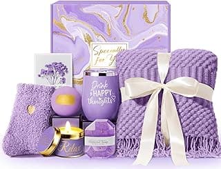 Christmas Gifts for Women, Self Care Get Well Soon Gifts, Lavender Relaxing Spa Gift Basket Care Package w/Blanket, Mothers Day Valentines Birthday Gifts for Mom Grandma Wife Girlfriend Sister Friends