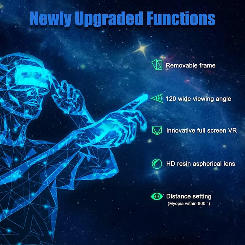 VR Headset with Controller Adjustable 3D VR Glasses Virtual Reality Headset HD Blu-ray Eye Protected Support 5~7 Inch for Phone/Android (White)