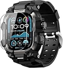 ULTIMAL Rugged Case with Band for Apple Watch 49mm,Compatible with Apple Watch Ultra 3/2/1, Military Grade Shockproof Bumper Cover for iWatch Tactical Band Men (Black, 49mm)