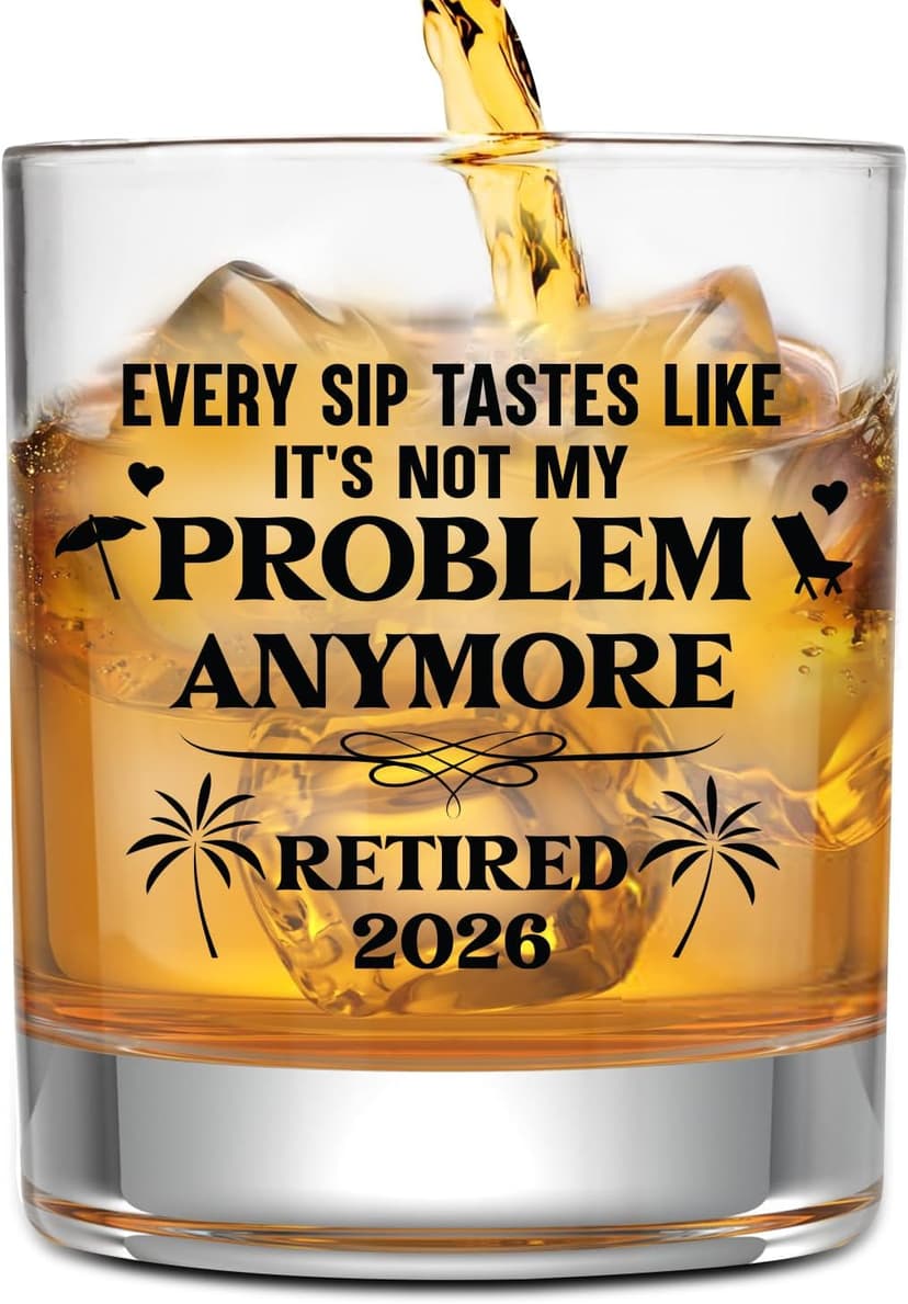 NewEleven First Christmas Retirement Gifts For Men 2025 - Coworker Leaving, Goodbye Gift, Farewell Gifts For Coworkers, Friends, Dad, Grandpa - Retirement Gift From Friend, Colleague - Whiskey Glass